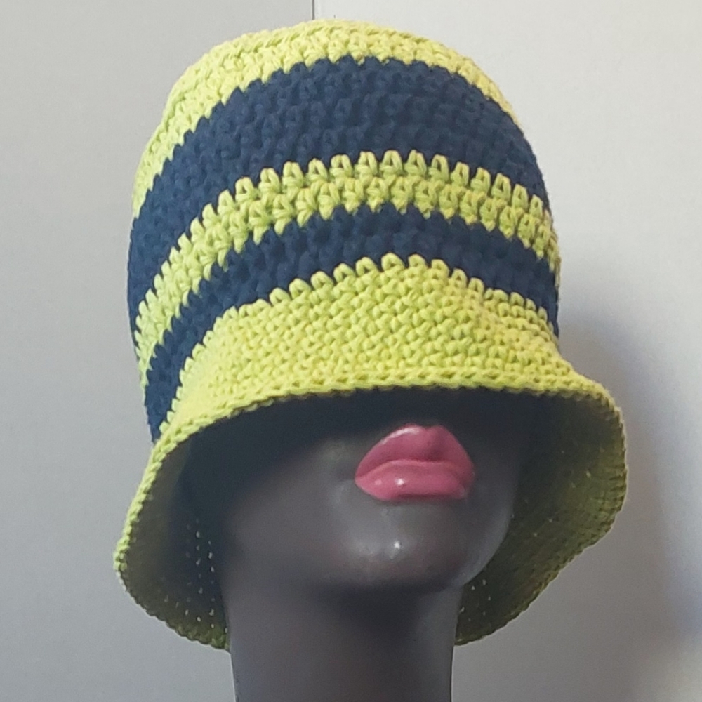 Unisex Multi Colored, Crocheted, Cotton Bucket Hat